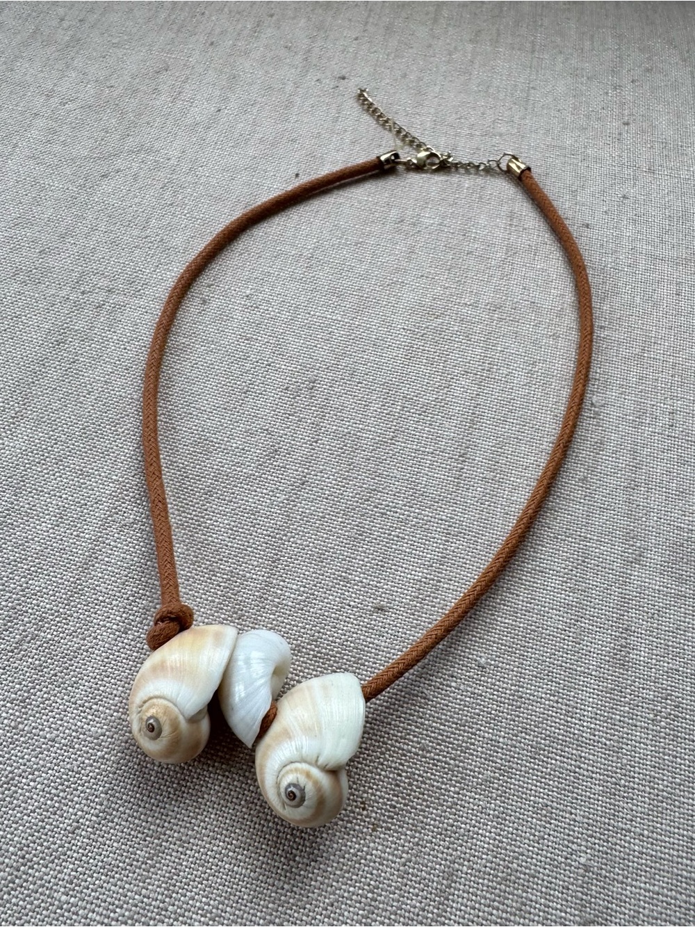 Mango Brown Cord Necklace with White Shell Pendants